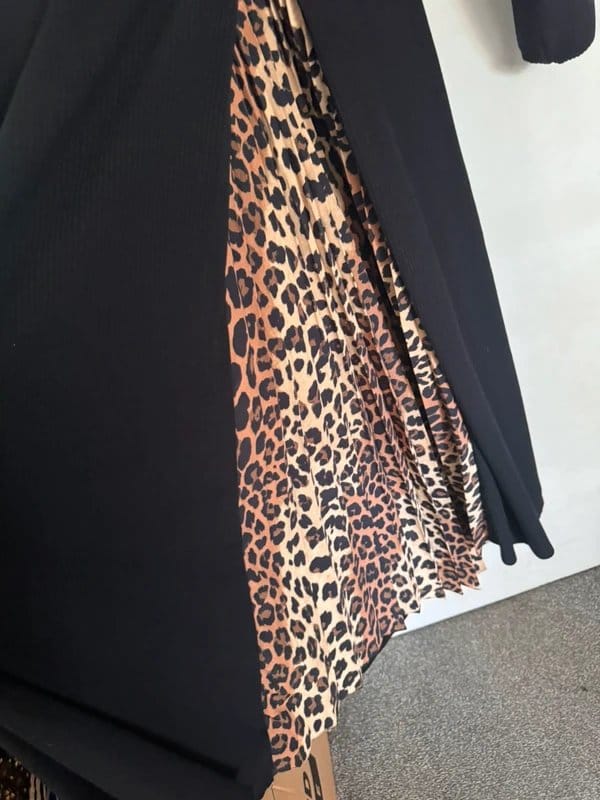 ASOS Black Leopard Print High-Neck Dress Size 12