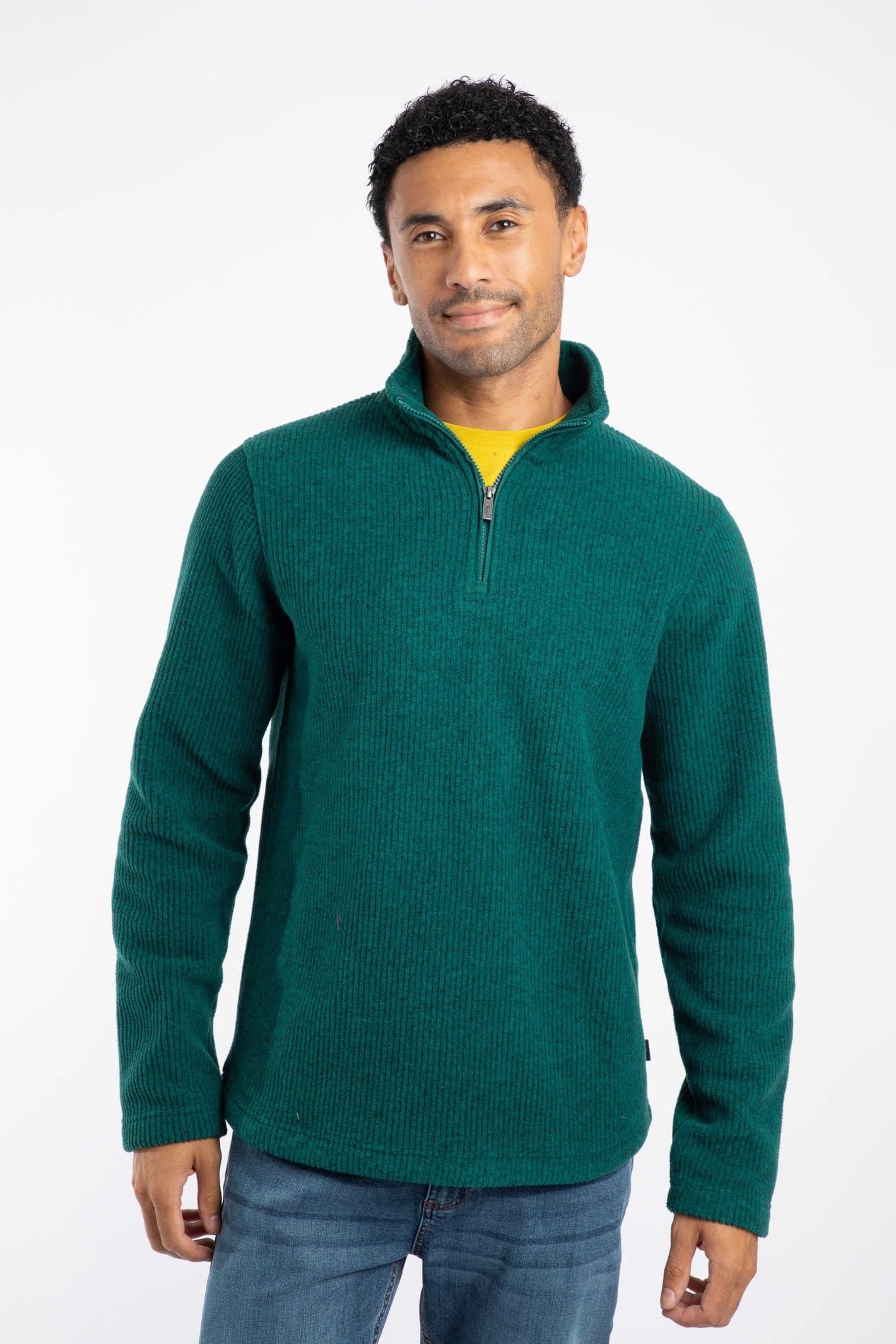 Weird Fish Weird Fish Men's Newport 1/4 Zip Ribbed Fleece in Teal