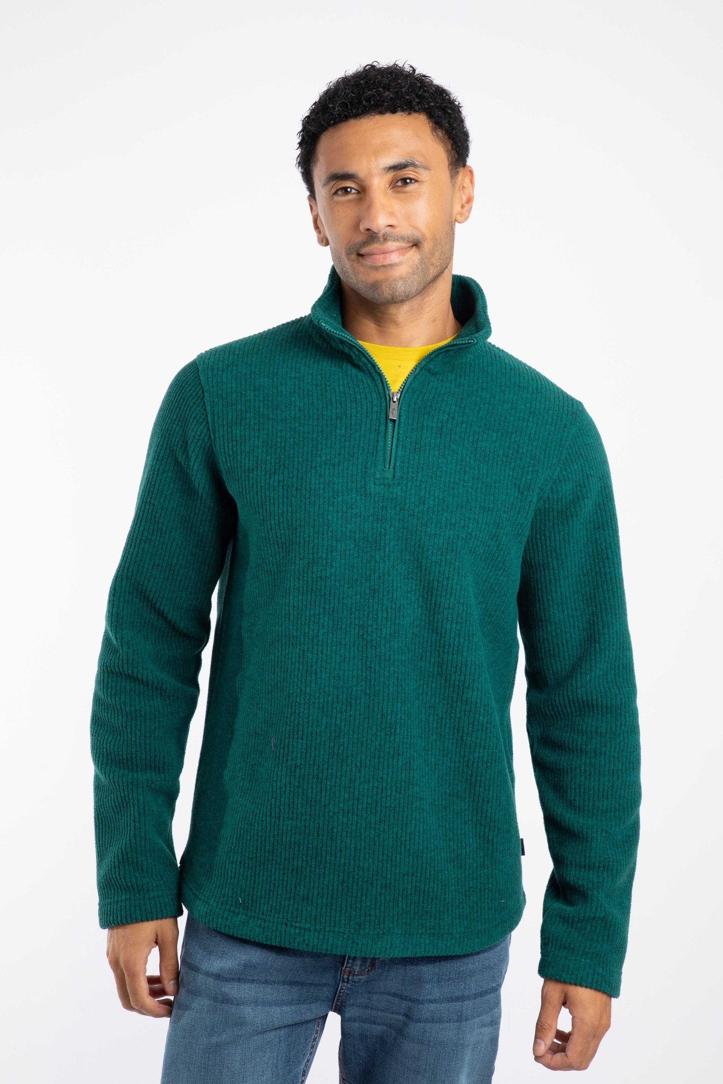 Weird Fish Weird Fish Men's Newport 1/4 Zip Ribbed Fleece in Teal - 3
