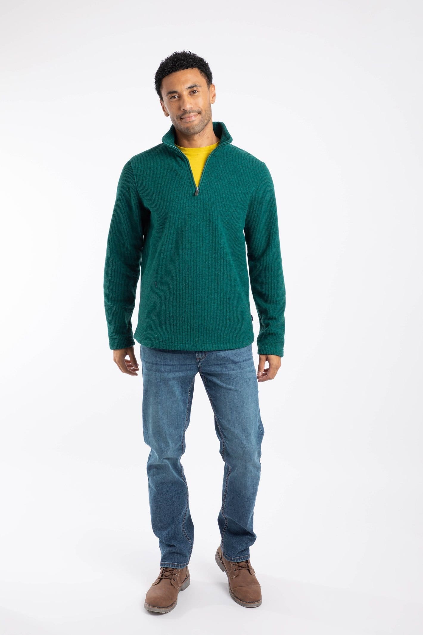 Weird Fish Weird Fish Men's Newport 1/4 Zip Ribbed Fleece in Teal - 4
