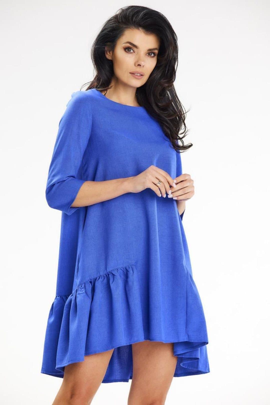 Love Lace Love Lace Women's Awama Loose Trapeze Mini Dress with Pockets in Blue