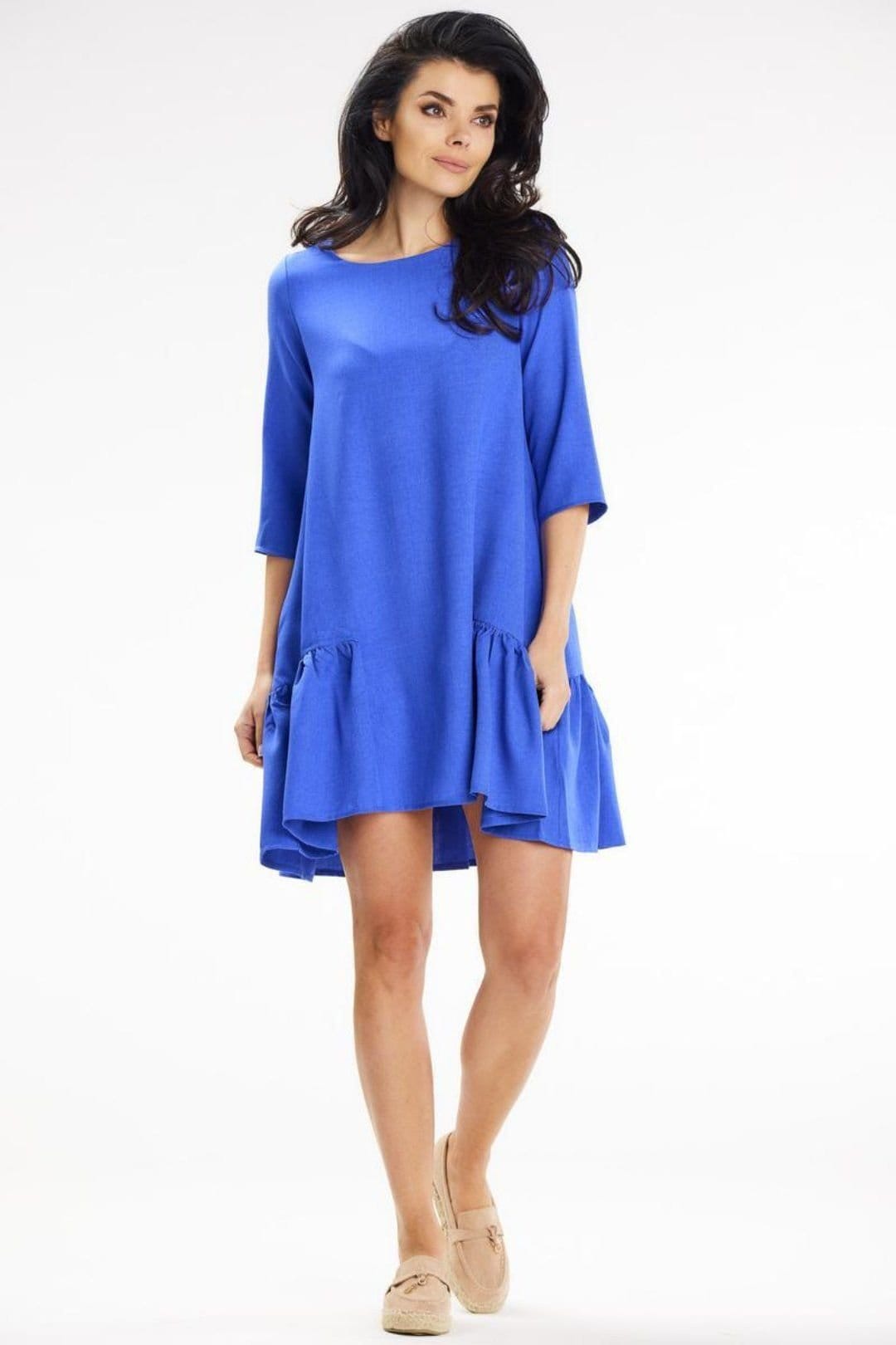 Love Lace Love Lace Women's Awama Loose Trapeze Mini Dress with Pockets in Blue - 4