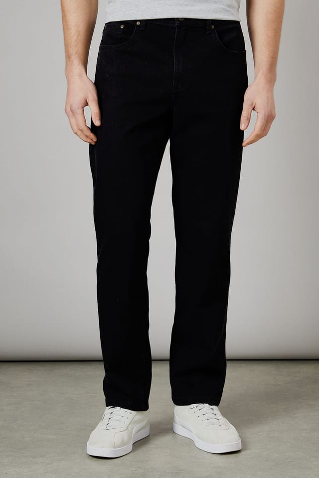 Maine Maine Men's Black Premium Stretch Straight Fit Jeans - 2