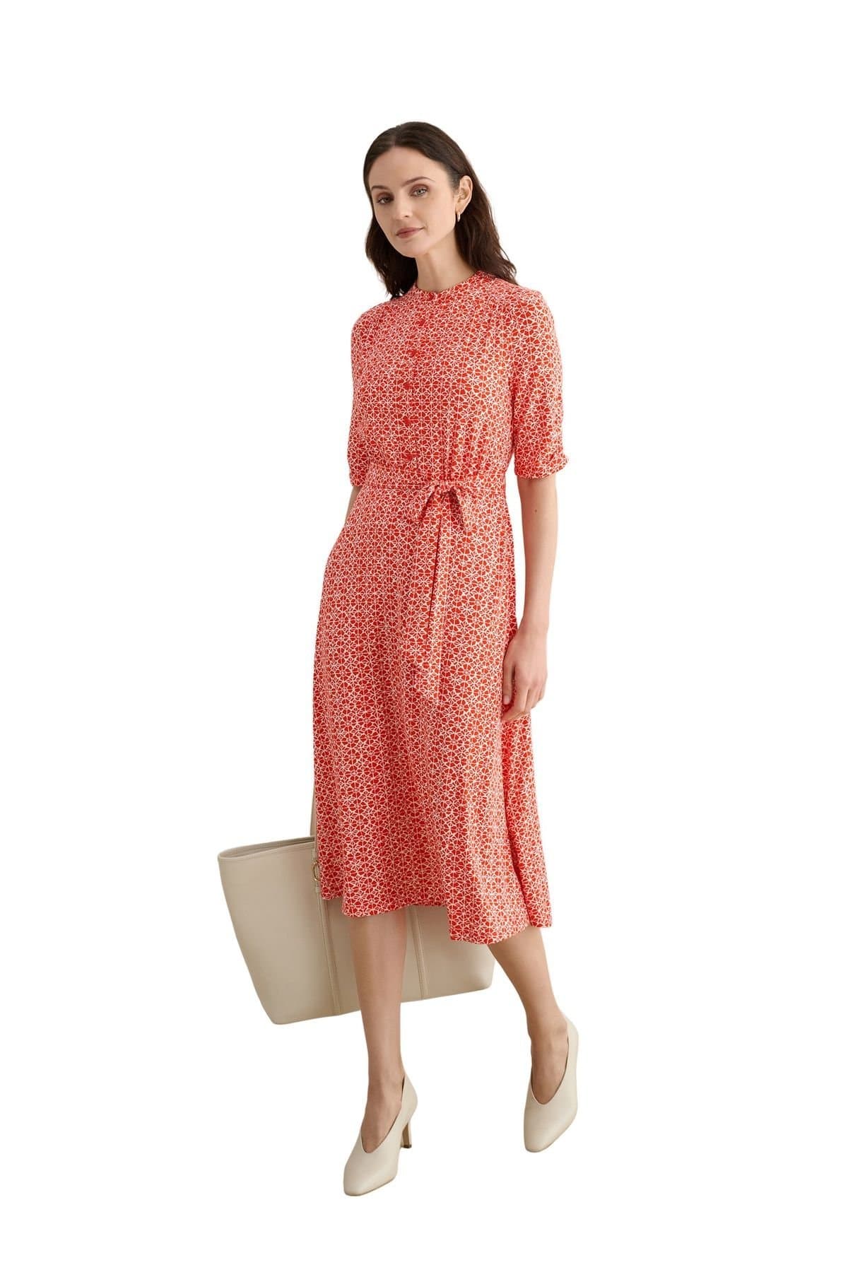 Hobbs London Hobbs London Women's Cathy 3/4 Sleeve Jersey Midi Dress in Scarlet