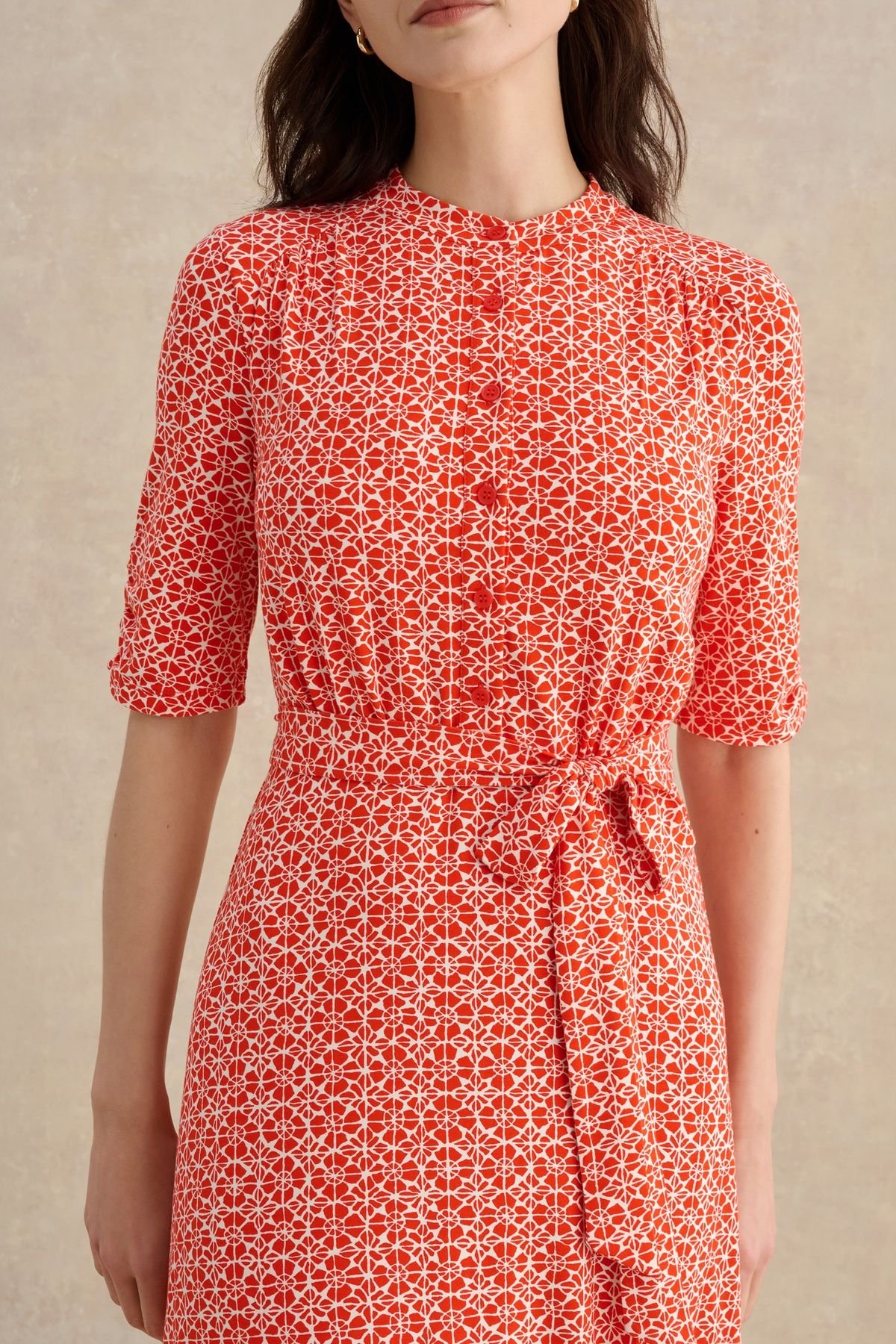 Hobbs London Hobbs London Women's Cathy 3/4 Sleeve Jersey Midi Dress in Scarlet - 3