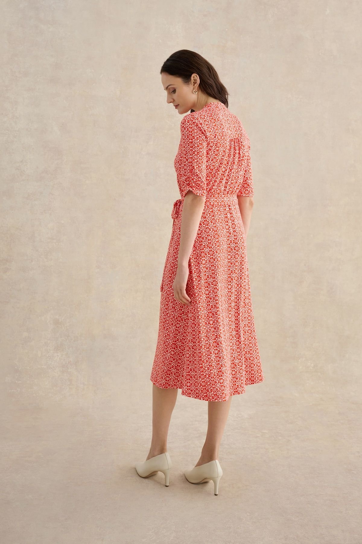 Hobbs London Hobbs London Women's Cathy 3/4 Sleeve Jersey Midi Dress in Scarlet - 4