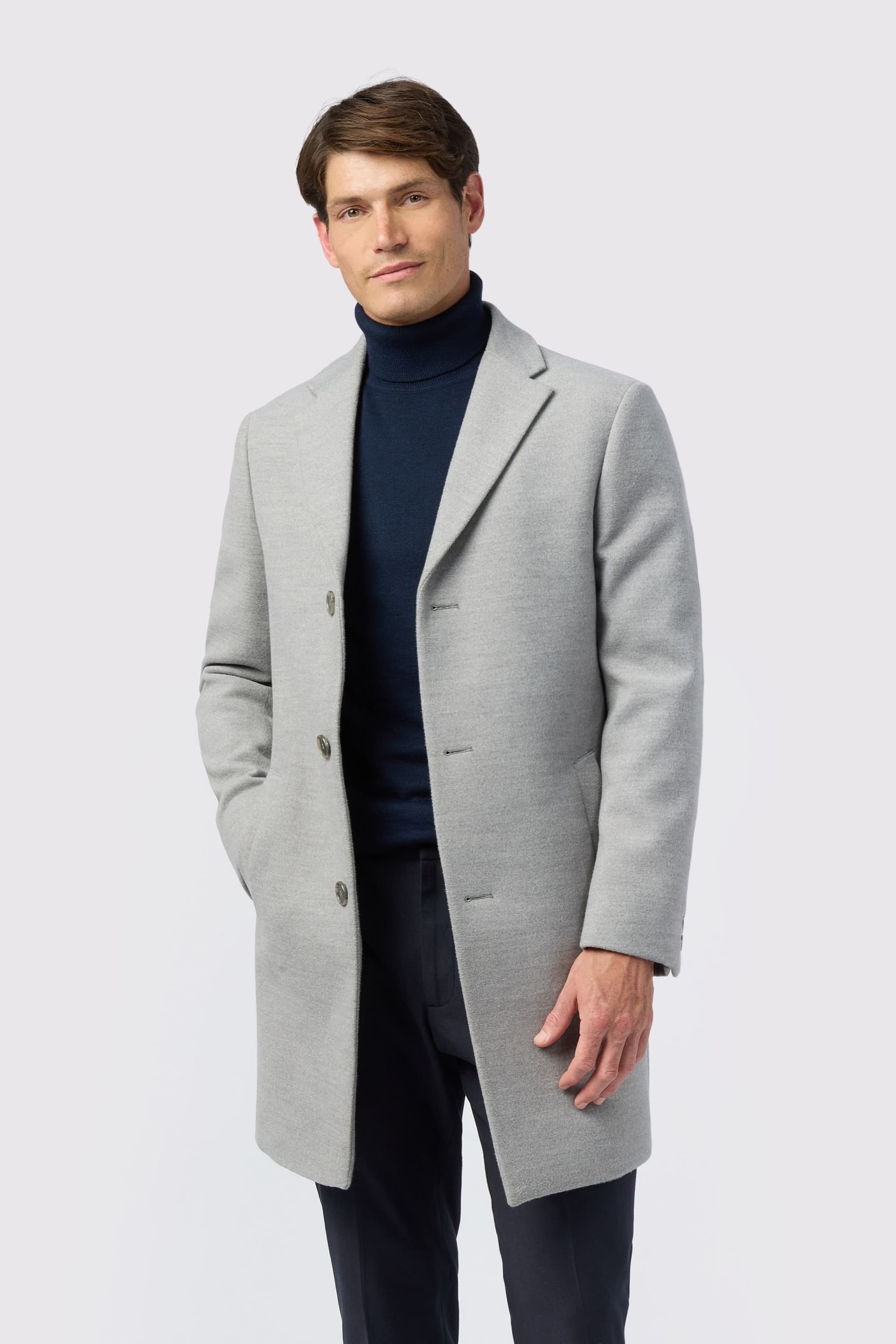 Melka Melka Men's Slim Fit Light Grey Coat