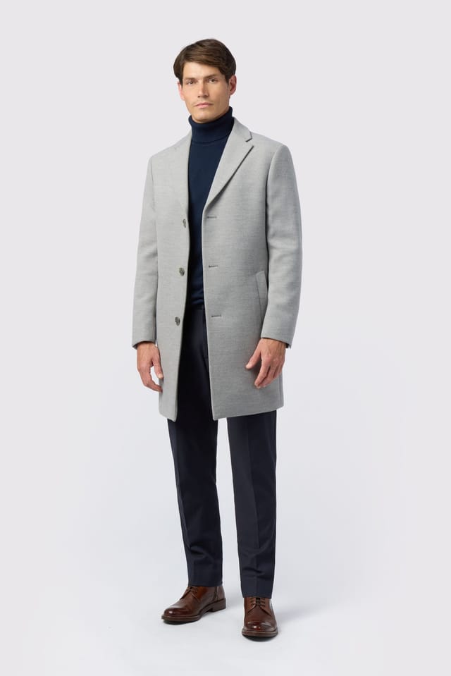 Melka Melka Men's Slim Fit Light Grey Coat - 2