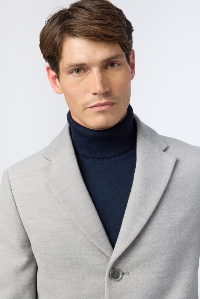 Melka Melka Men's Slim Fit Light Grey Coat - 3