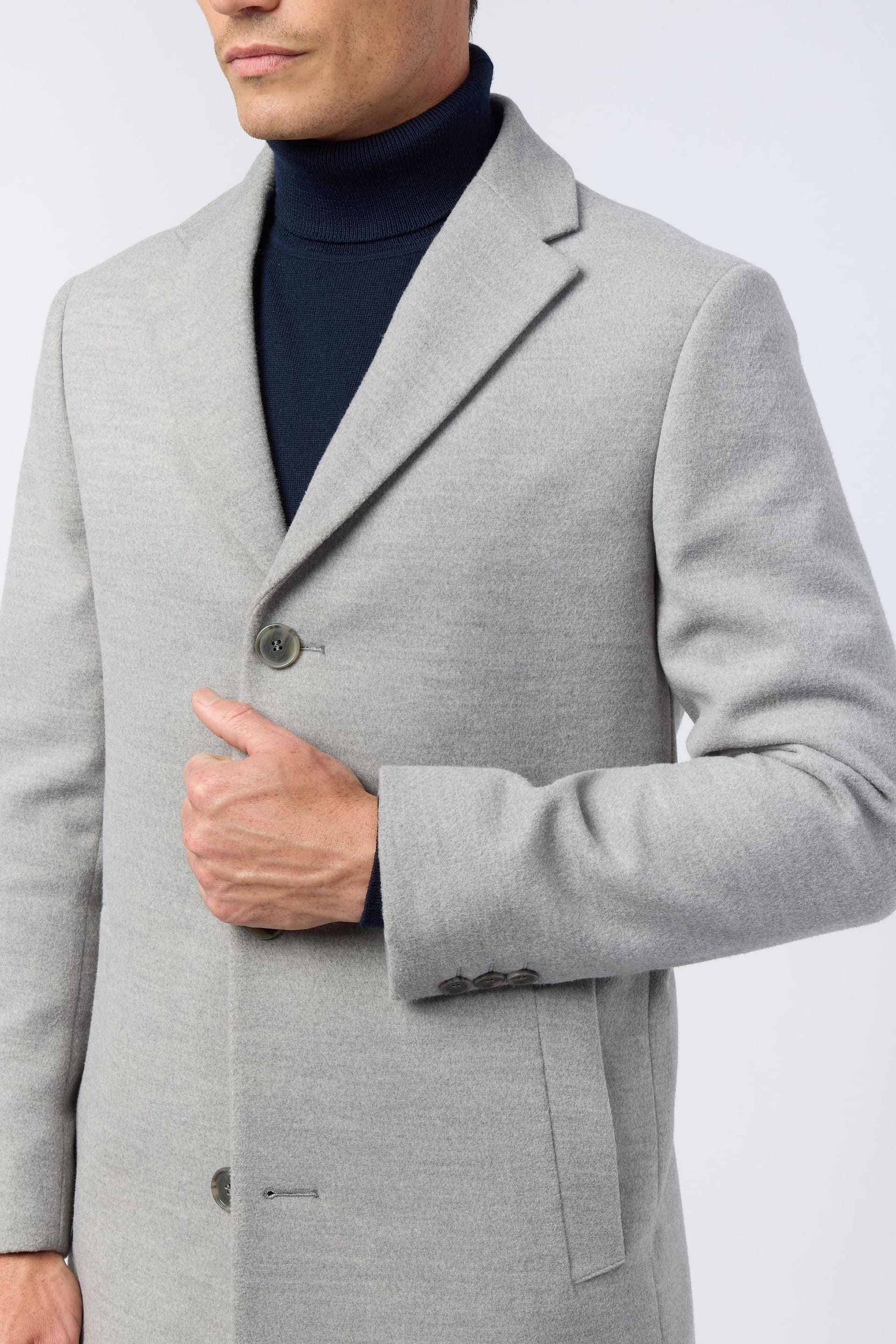 Melka Melka Men's Slim Fit Light Grey Coat - 4