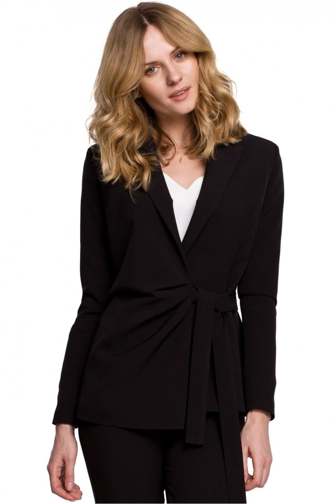 Love Lace Love Lace Women's Waist Pleated Side Binding Lined Jacket in Black