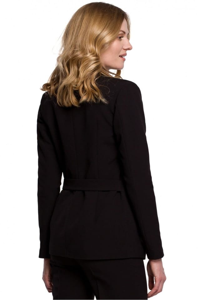Love Lace Love Lace Women's Waist Pleated Side Binding Lined Jacket in Black - 3