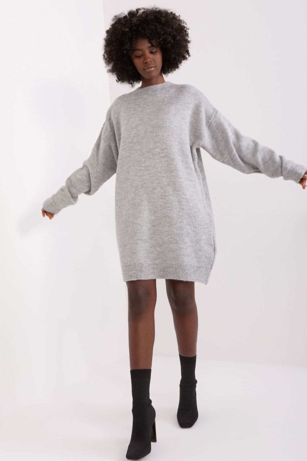 Love Lace Grey Acrylic Long Sleeve Mini Dress