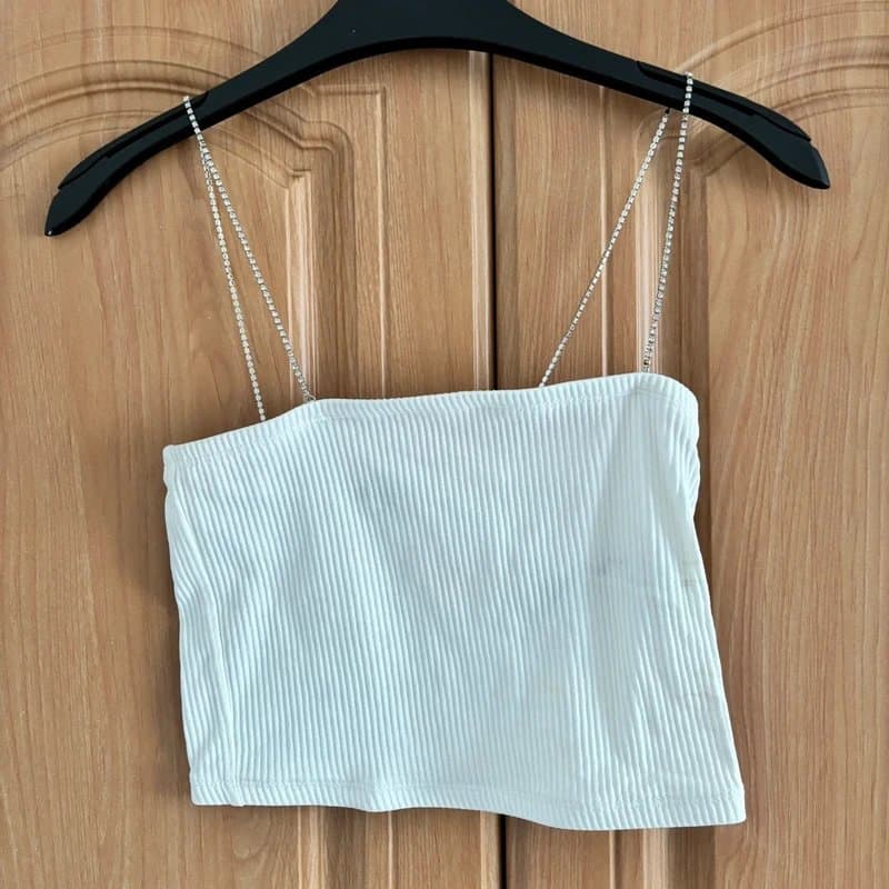 Bershka Bershka Embellished Strap Crop Top
