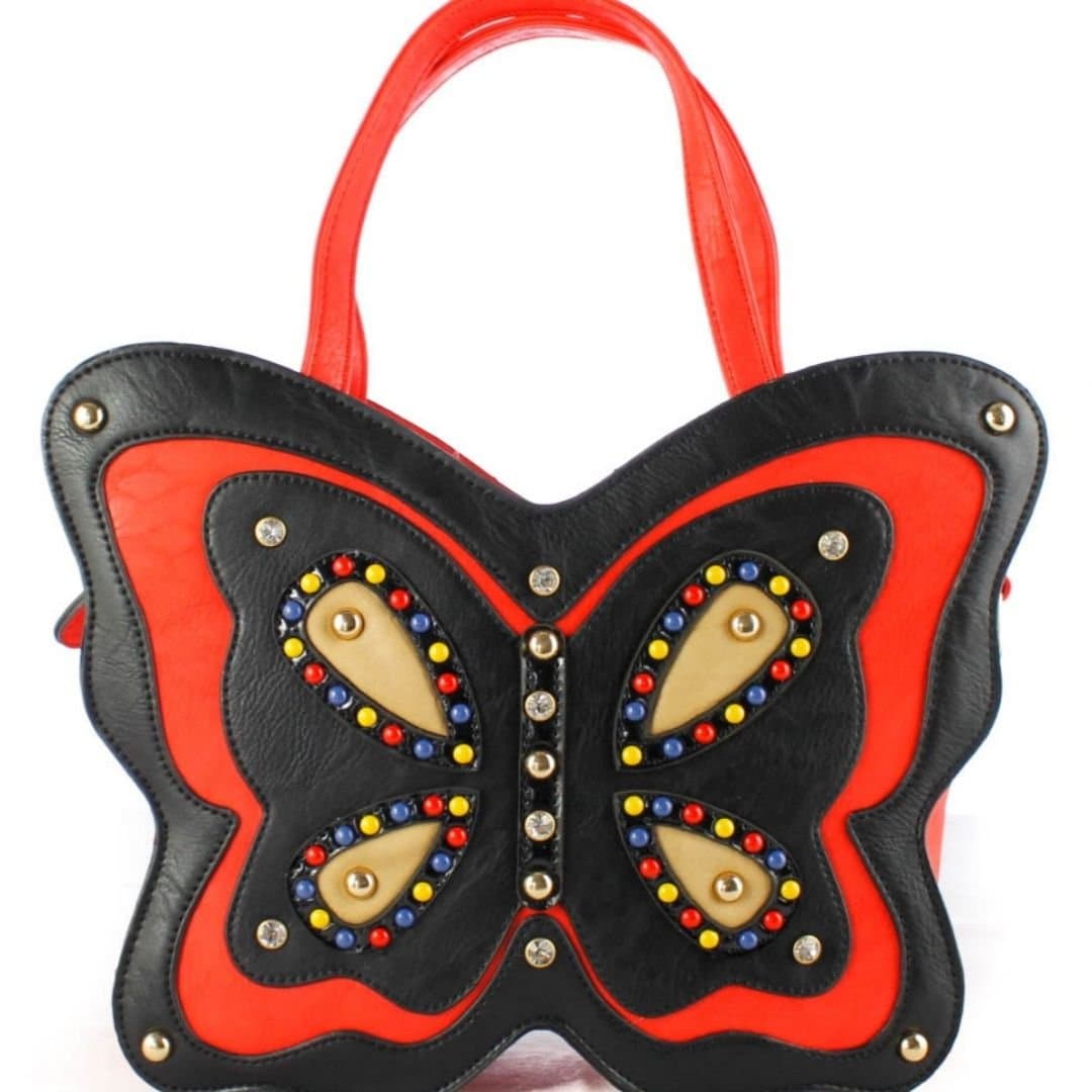 Fontanella Fashion Fontanella Fashion Women's Papillon Unique Design Buttlefly Top Handle Bag in Red