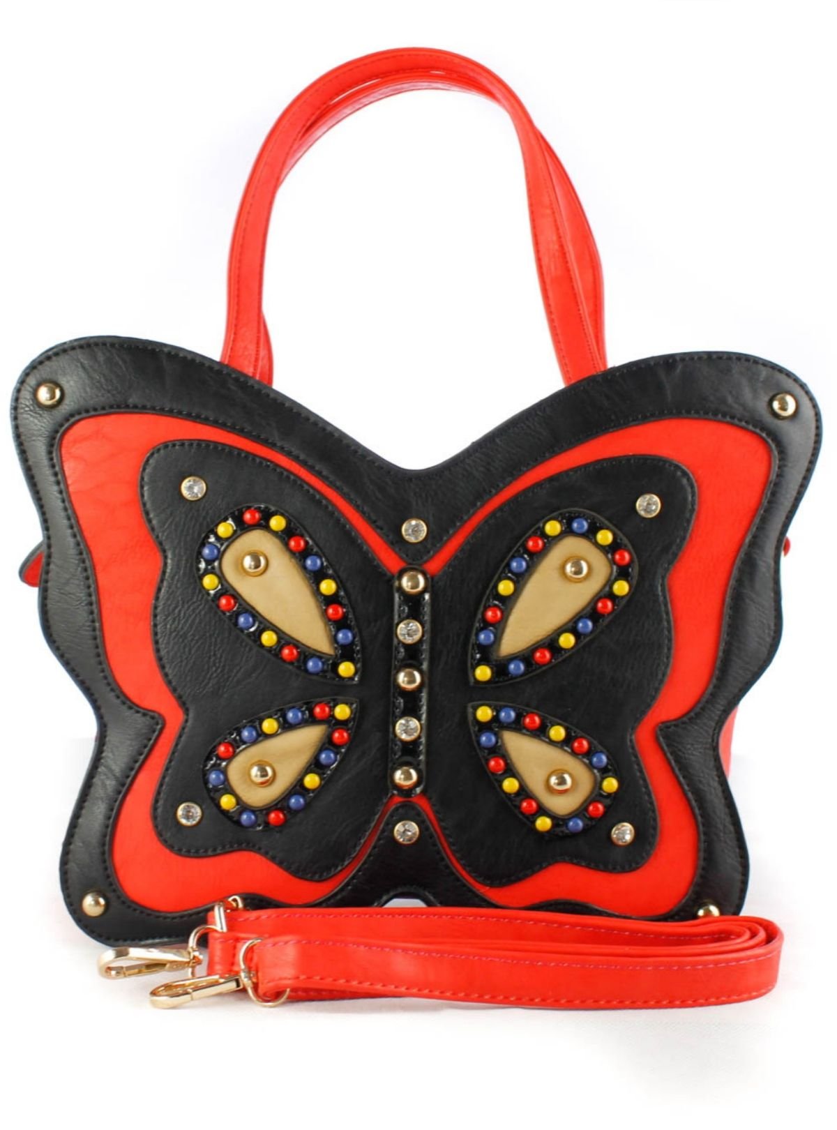 Fontanella Fashion Fontanella Fashion Women's Papillon Unique Design Buttlefly Top Handle Bag in Red - 2
