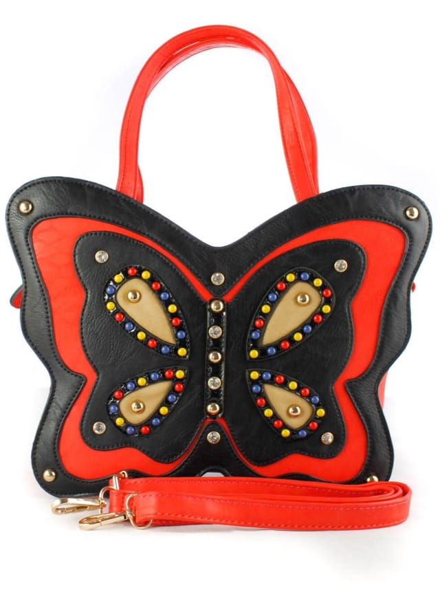 Fontanella Fashion Fontanella Fashion Women's Papillon Unique Design Buttlefly Top Handle Bag in Red - 2