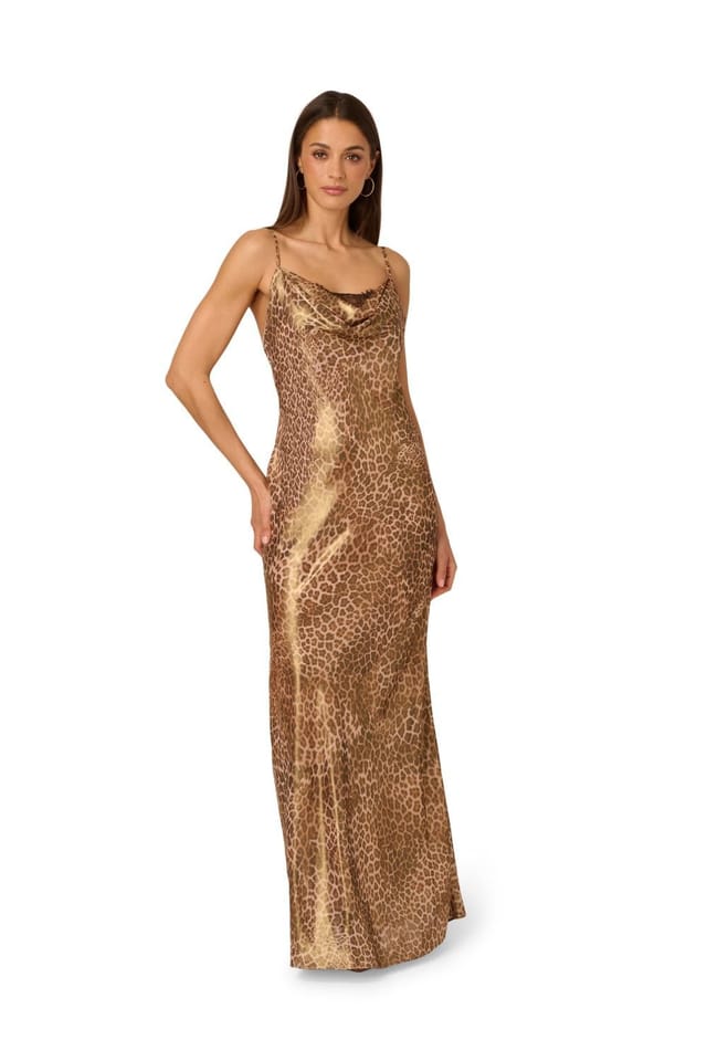 Adrianna by Adrianna Papell Adrianna by Adrianna Papell Women's Printed Chiffon Long Dress in Brown - 2