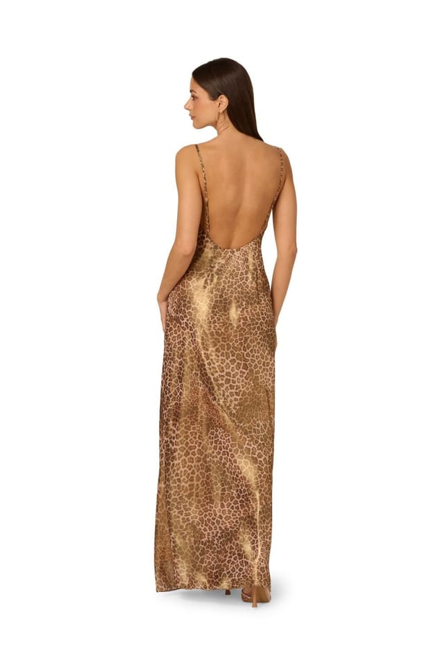 Adrianna by Adrianna Papell Adrianna by Adrianna Papell Women's Printed Chiffon Long Dress in Brown - 3