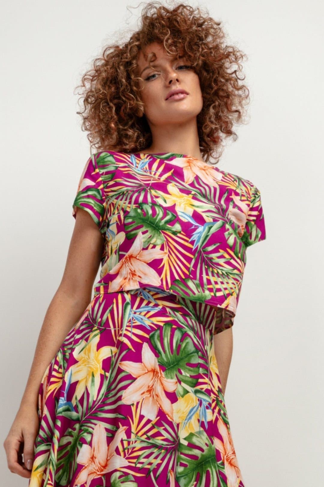 Love Lace Love Lace Women's Summer Viscose Patterned Blouse with Short Cut