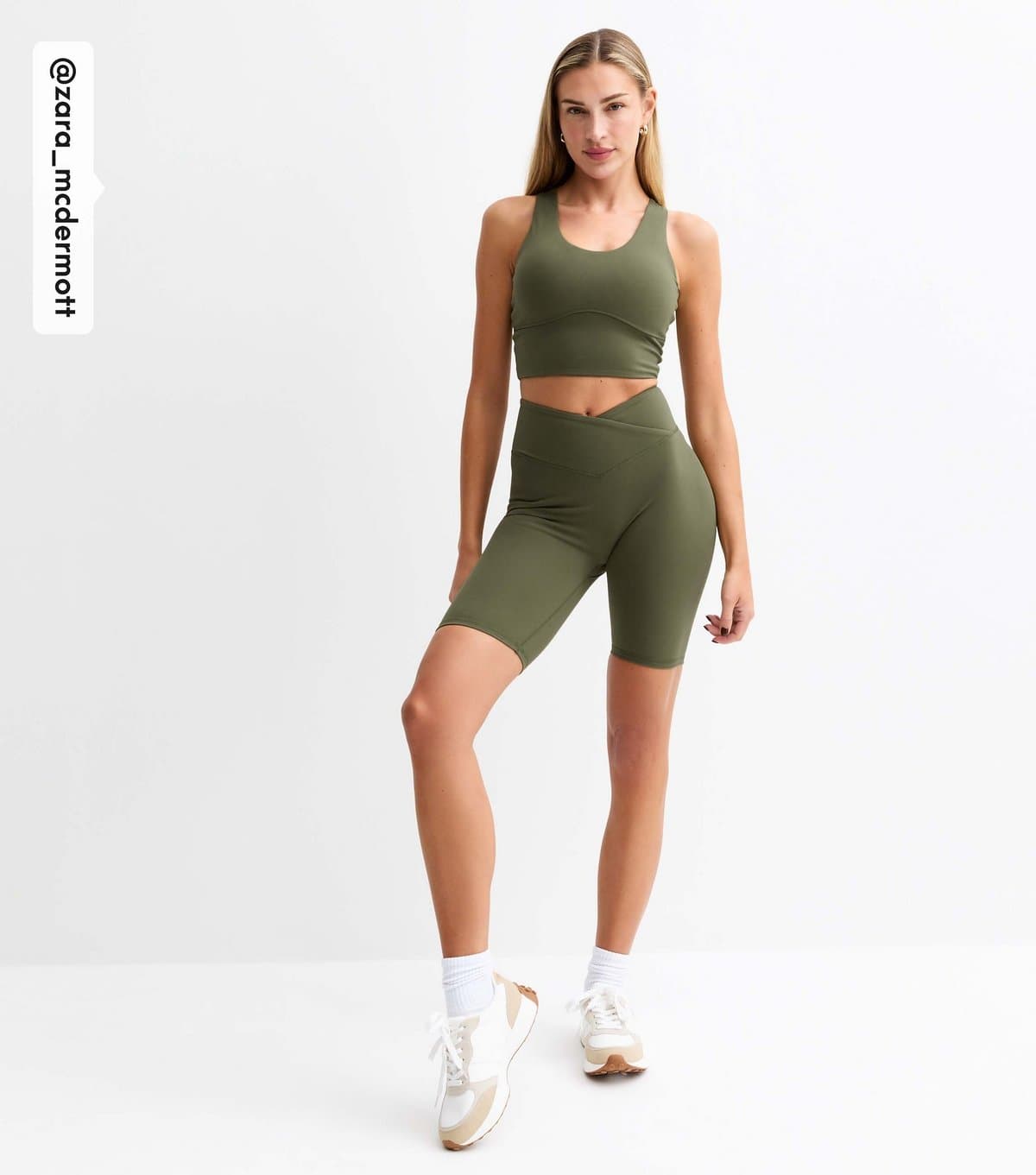 Rise Women's by Zara McDermott Khaki Stretch Crossover Front Shorts Rise New Look