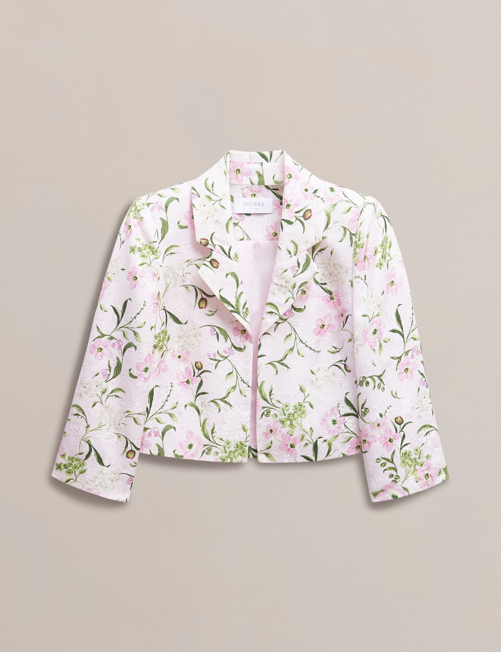 Hobbs London Hobbs London Women's Lana Cropped Floral Jacket in Pale Pink - 2