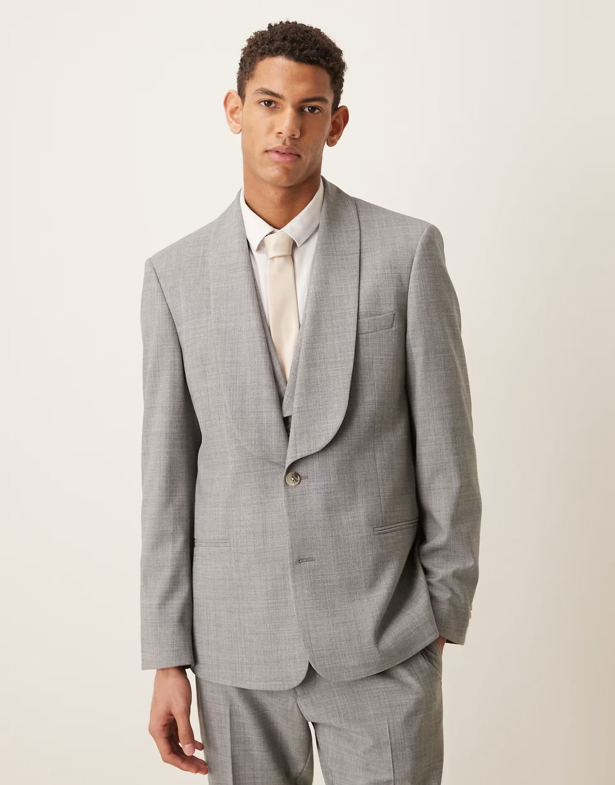 ASOS ASOS DESIGN wool mix slim suit jacket in grey marl - 1