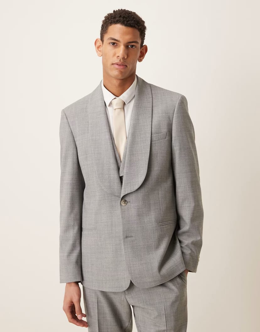 ASOS ASOS DESIGN wool mix slim suit jacket in grey marl - 1