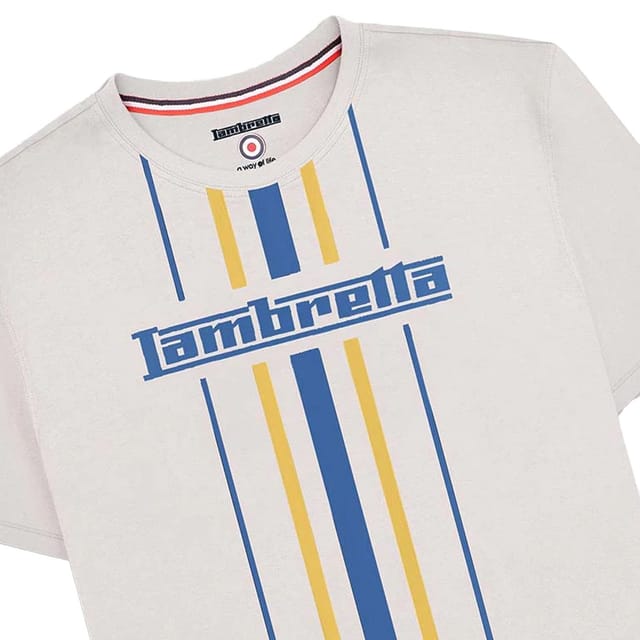 Lambretta Lambretta Men's Vertical Stripe T-Shirt in Mid Grey - 2