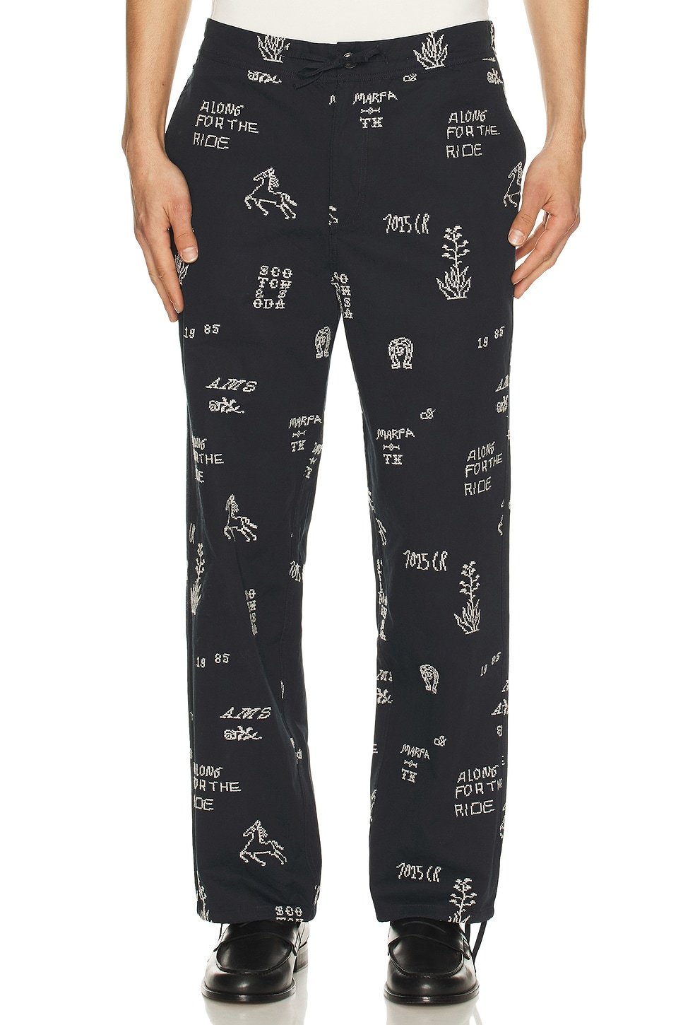 revolve Embroidered Cotton Blend Relaxed Pants - 1