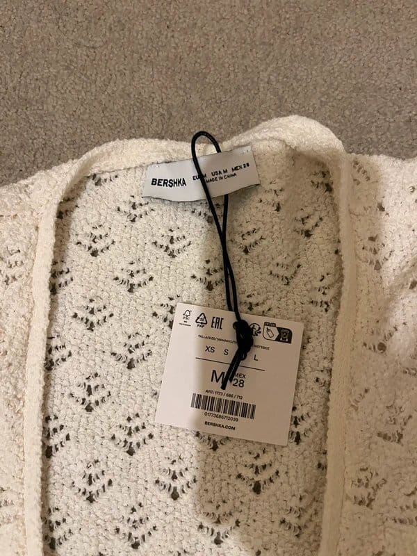 Bershka Bershka Lace Cropped White Cardigan - 1