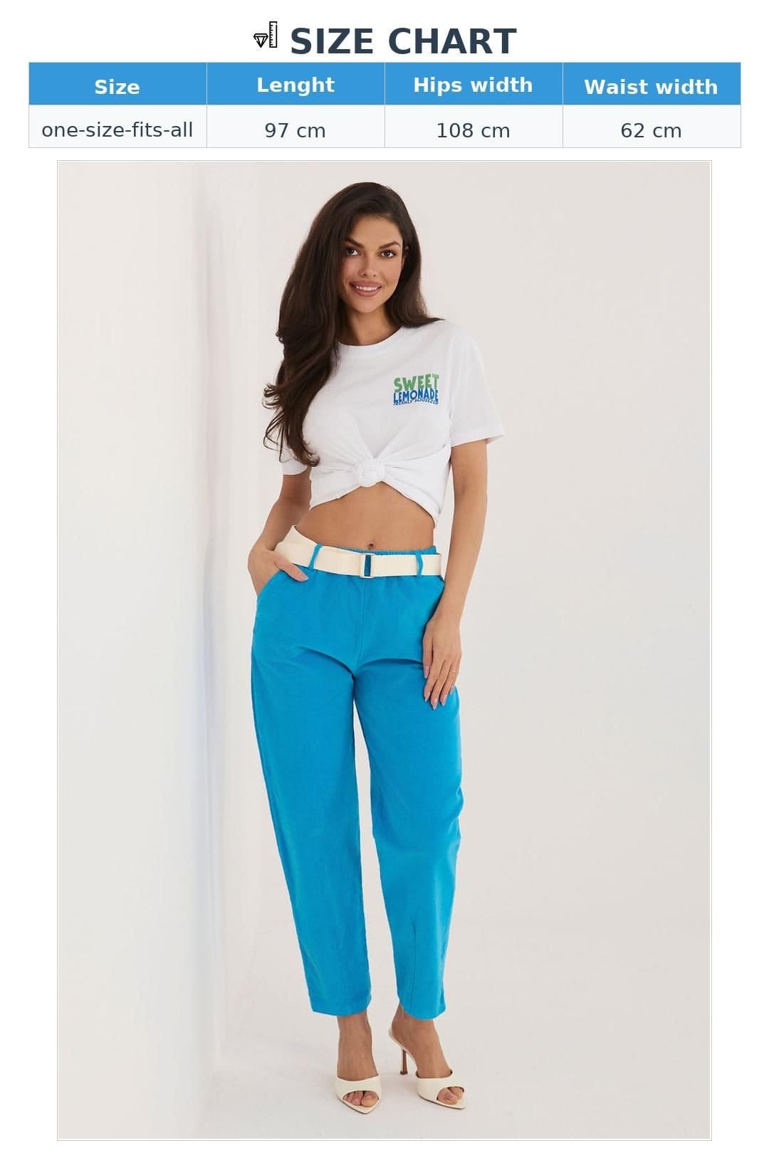 Love Lace Love Lace Women's High Waist Corduroy Carrot Trousers in Turquoise - 4