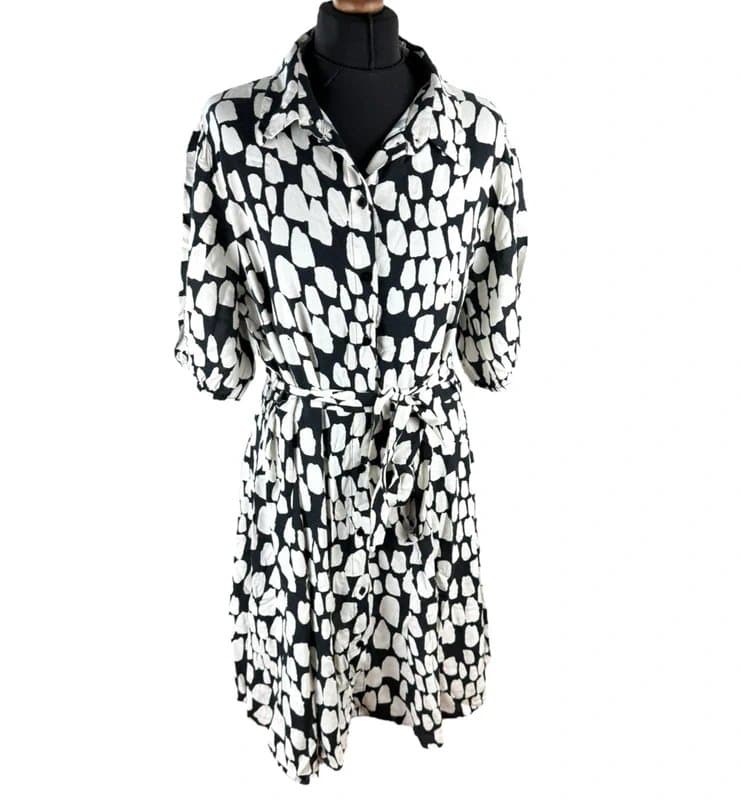 New Look New Look Abstract Print Mini Shirt Dress Women’s UK Size 18 Belted Knee Length