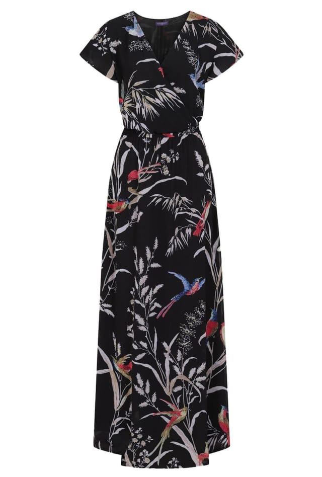 Hot Squash Hot Squash Women's Elegant Mock-Wrap Chiffon Maxi Dress in Black - 3