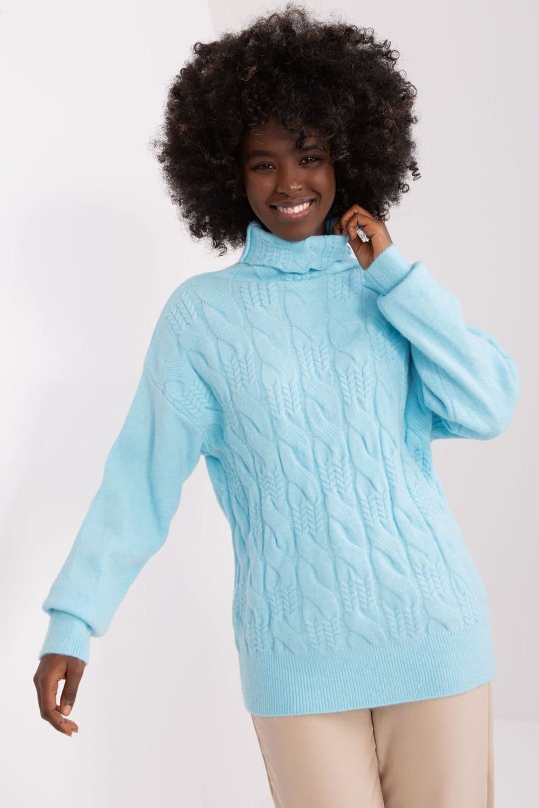Love Lace Love Lace Women's Textured Acrylic Turtleneck Sweater Long Sleeve Style 208313 in Blue