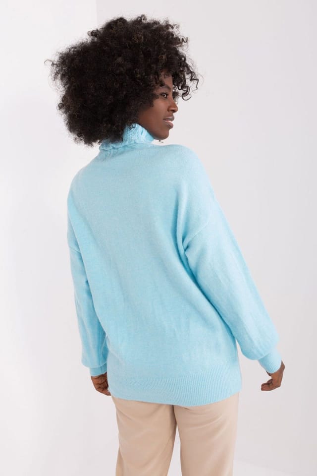 Love Lace Love Lace Women's Textured Acrylic Turtleneck Sweater Long Sleeve Style 208313 in Blue - 3