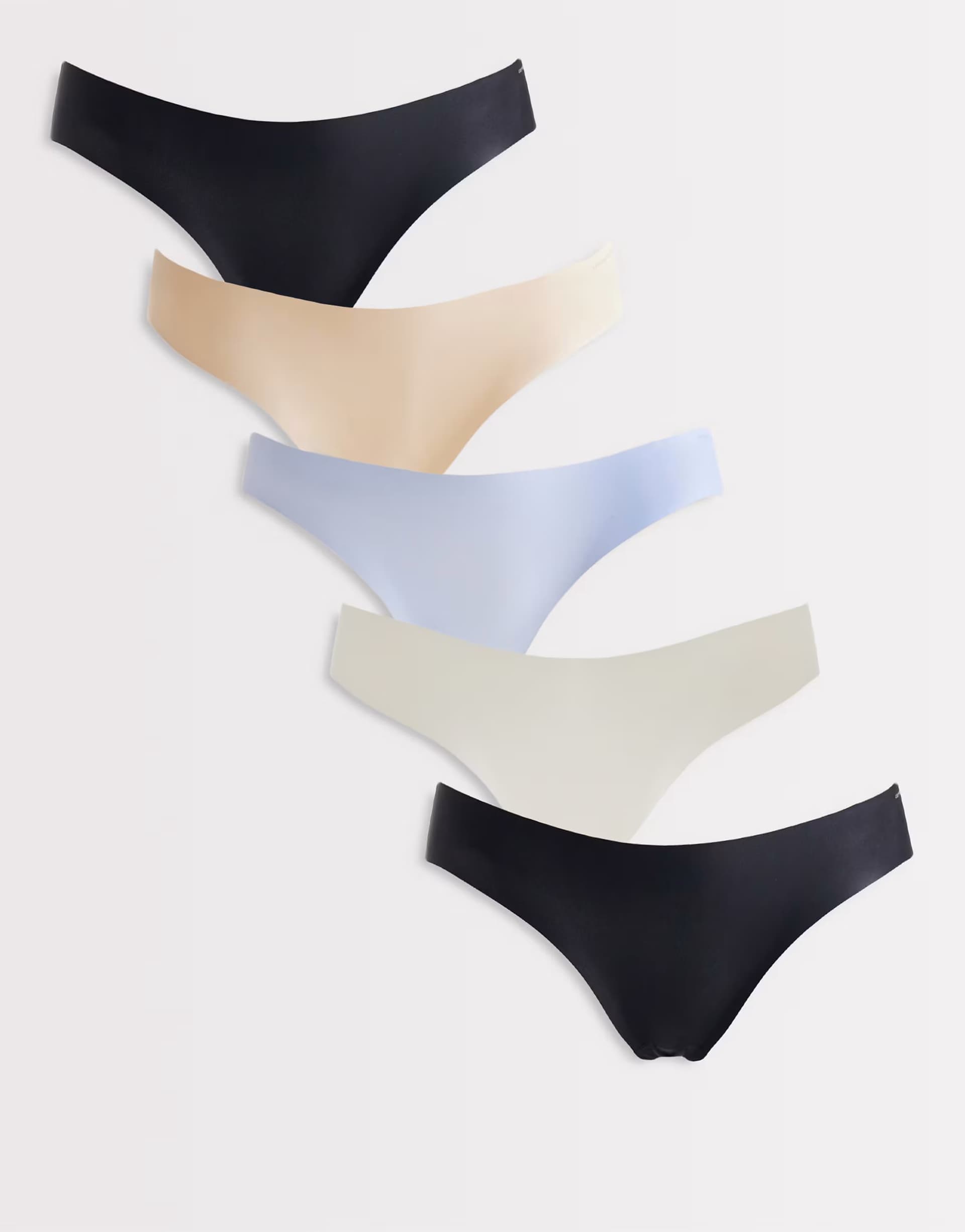 ASOS Cotton On 5 pack party pants brief set in black, white, blue and pink