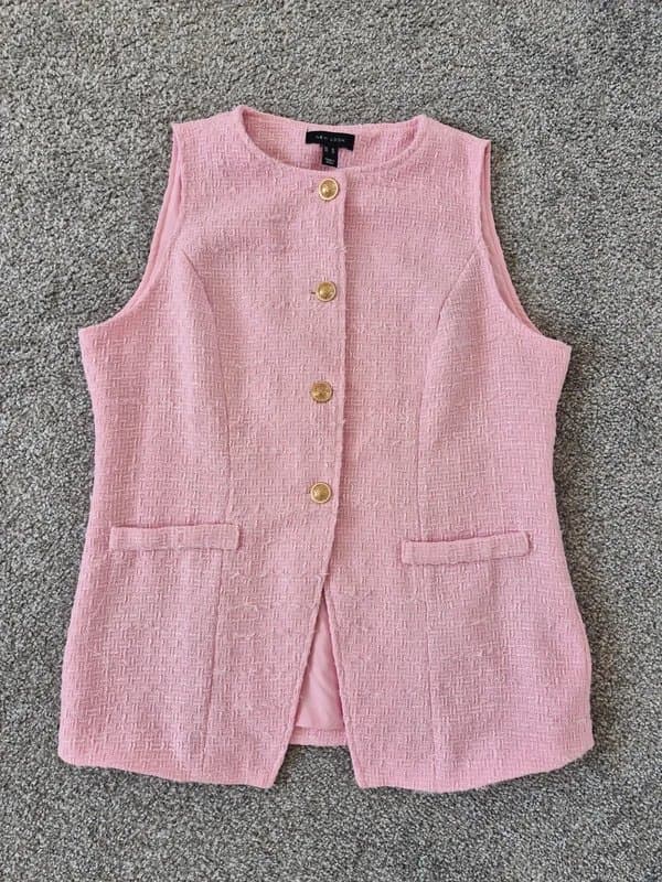 New Look New Look pink button up bouclè waistcoat