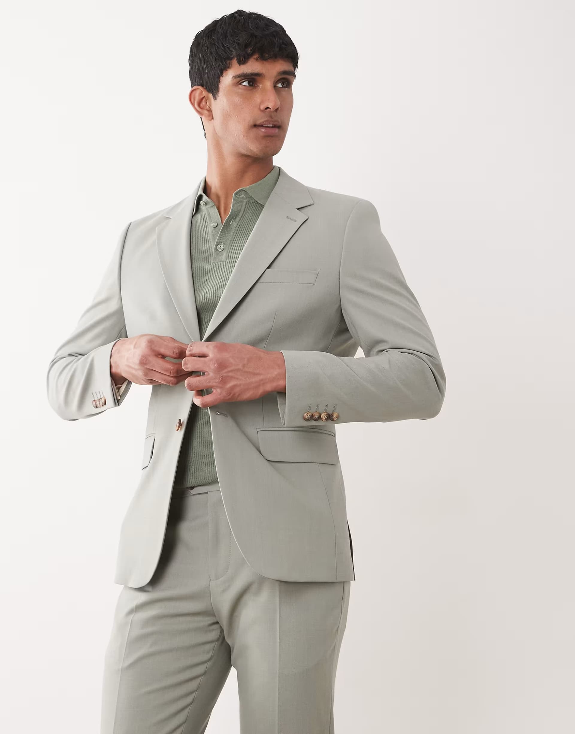 ASOS Selected wool blend slim fit blazer in green