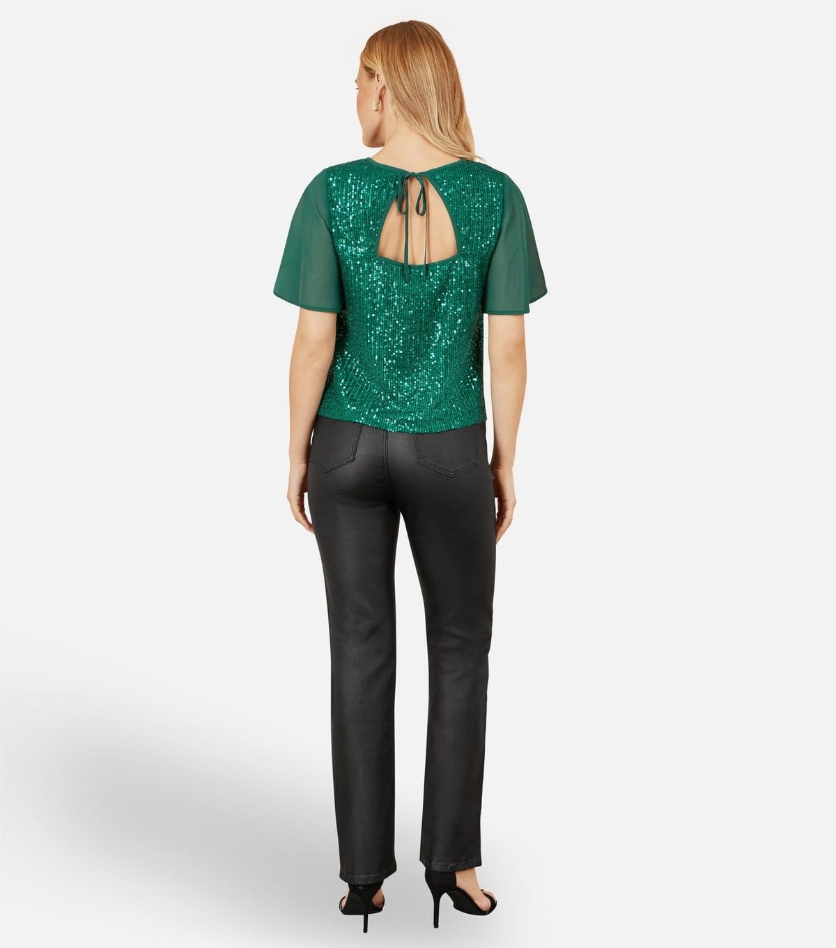 Yumi Women's Green Sequin Top Yumi New Look - 4