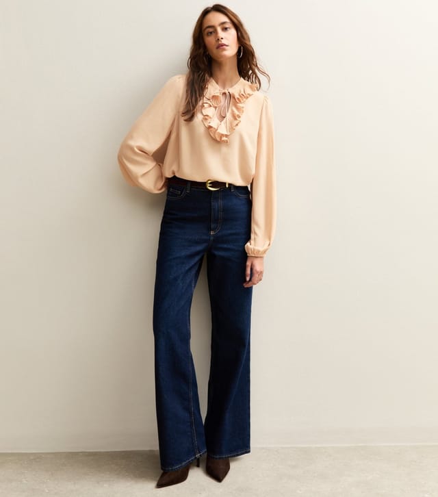 New Look Women's Pale Pink Ruffled Tie Neck Long Sleeve Blouse New Look - 2