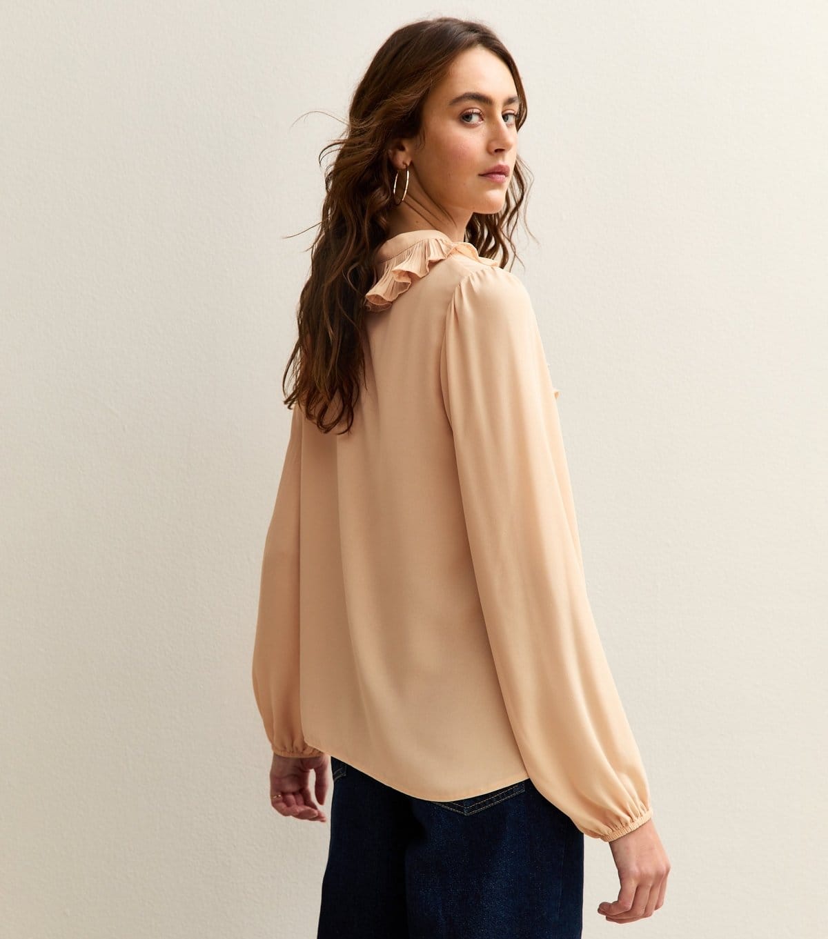 New Look Women's Pale Pink Ruffled Tie Neck Long Sleeve Blouse New Look - 4