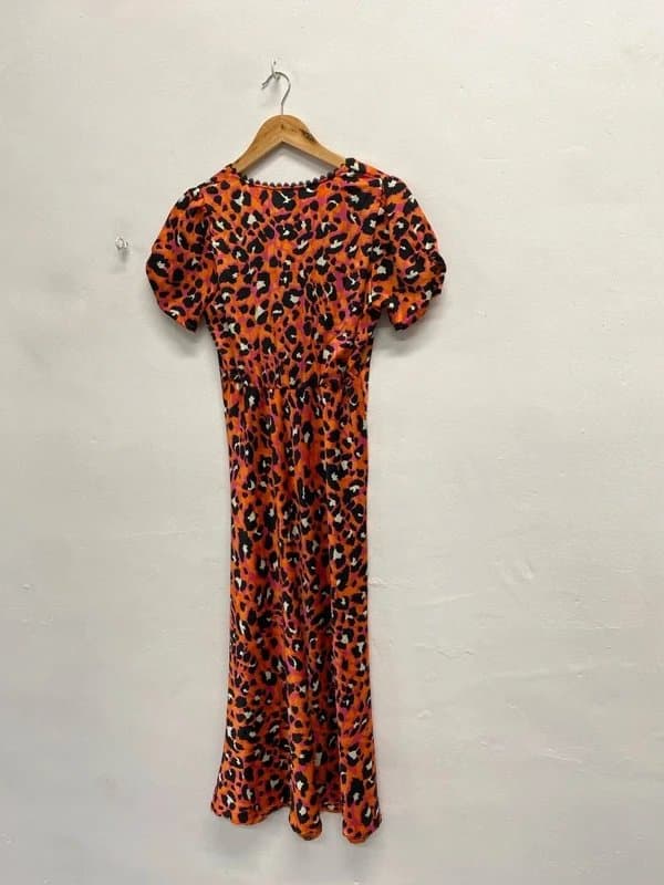 New Look Fabulous new look orange leopard satin look lace trim Dress UK 10 RG020