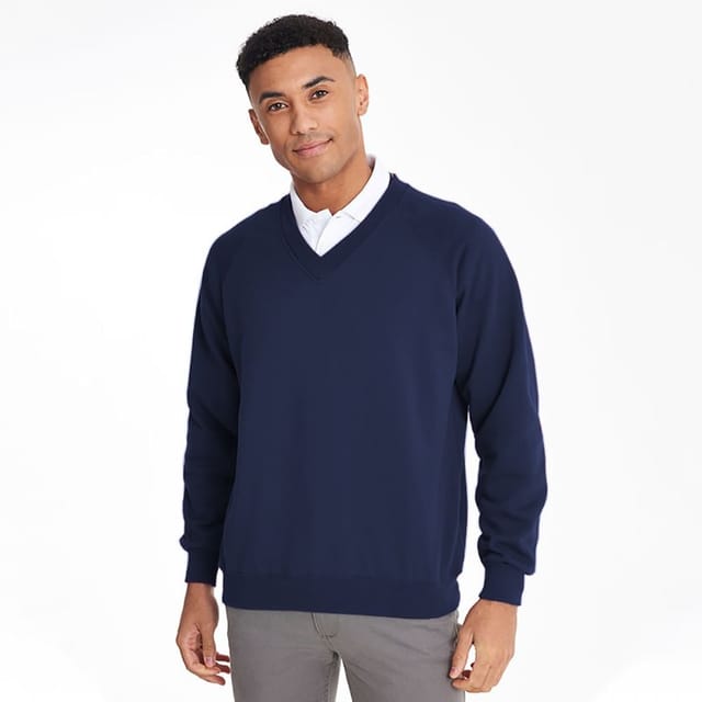 MADDINS Maddins Men's Coloursure V-Neck Sweatshirt in Navy - 3