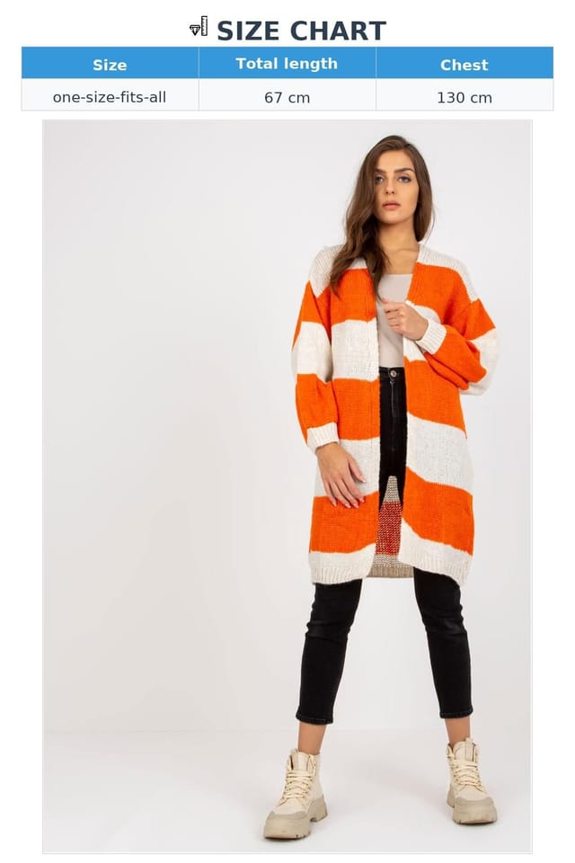 Love Lace Love Lace Women's Ochre Striped Long Sleeve Loose Cardigan in Orange - 3
