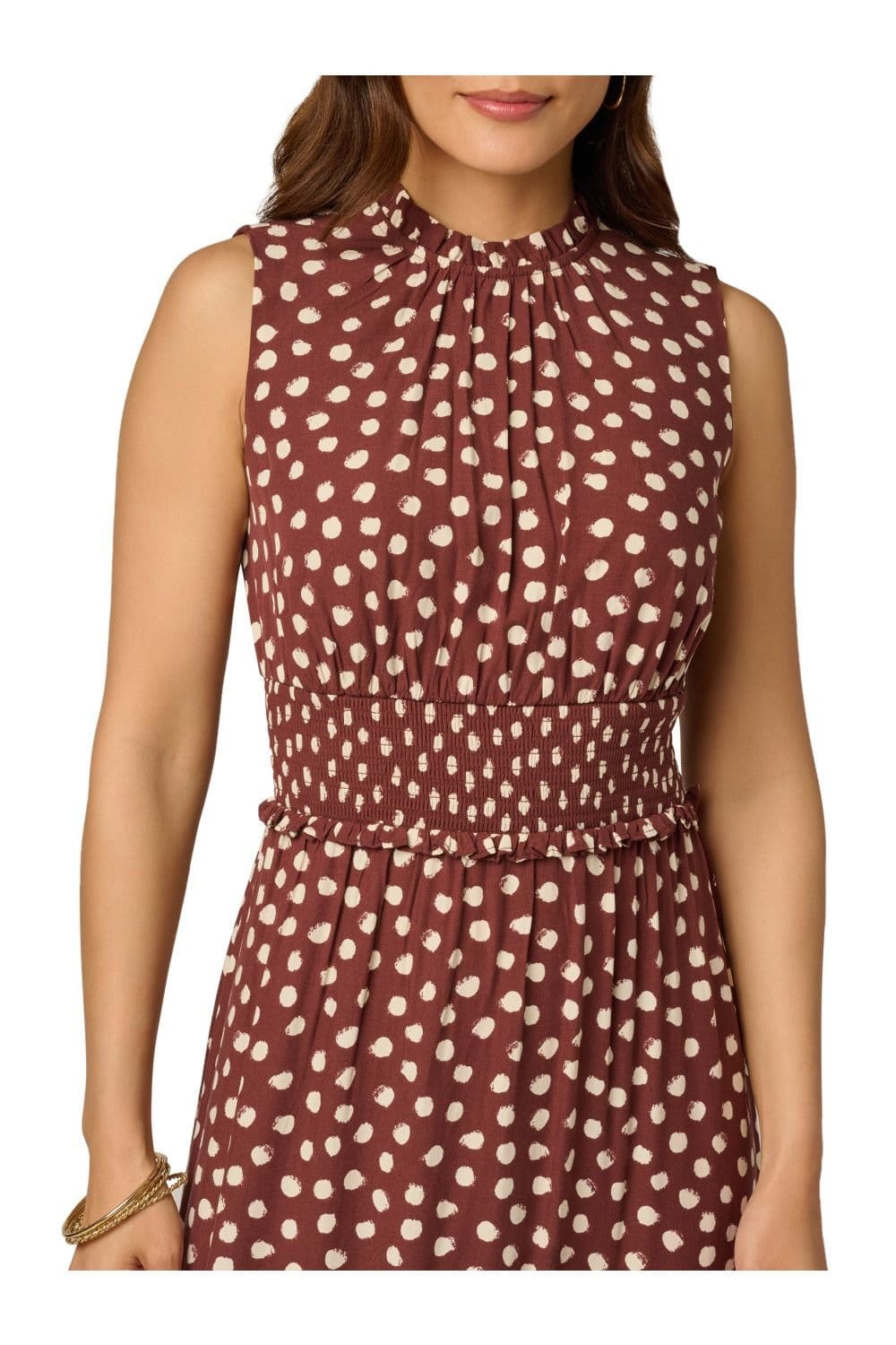 Adrianna Papell Adrianna Papell Women's Print Smocked Maxi Dress in Brown - 4