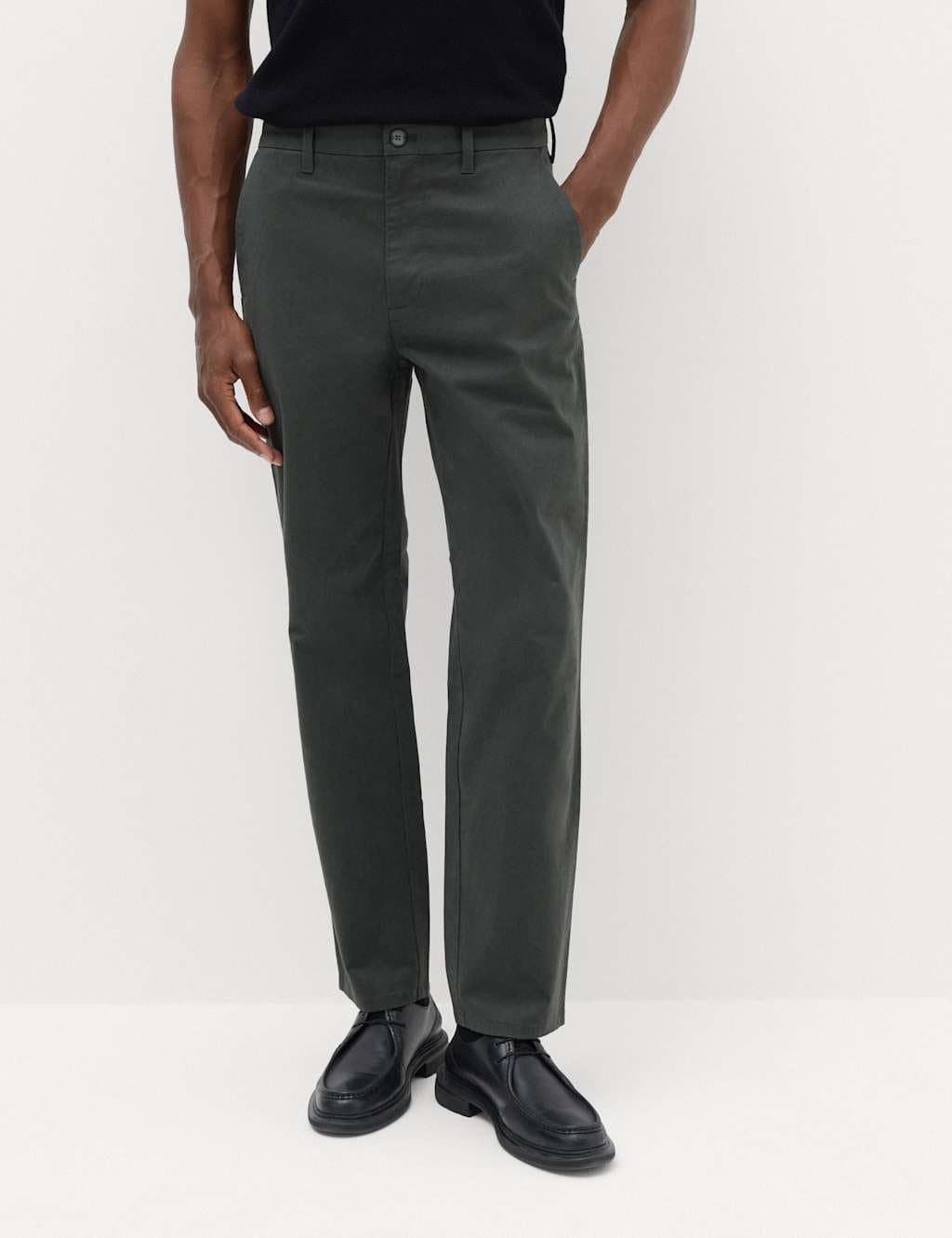 Marks & Spencer M&S Regular Fit Stretch Chinos Dark Pewter