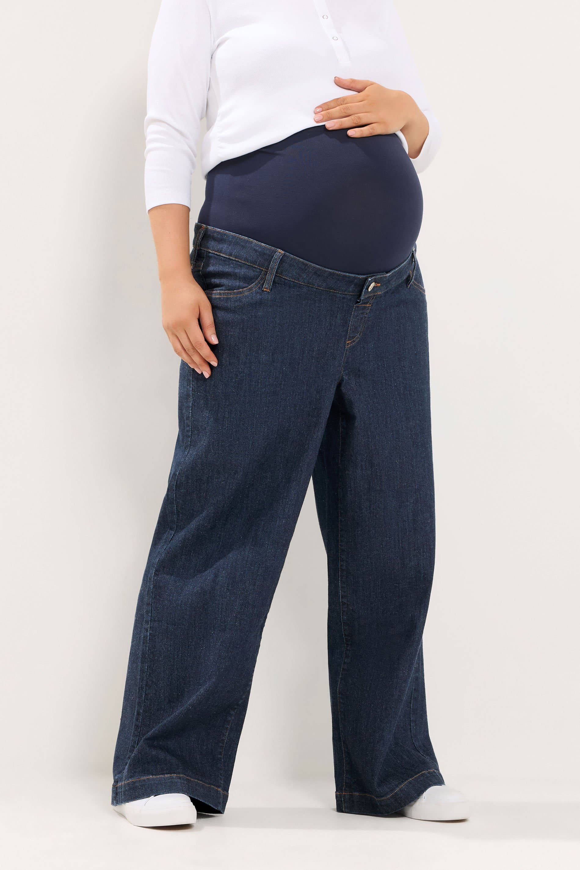 Bump It Up Maternity Plus Size Blue Slouch Wide Leg Jeans