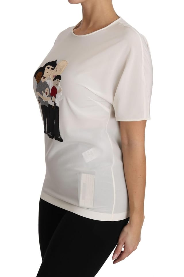 Dolce & Gabbana Dolce & Gabbana Women's White Silk Stretch #dgfamily T-shirt - 2