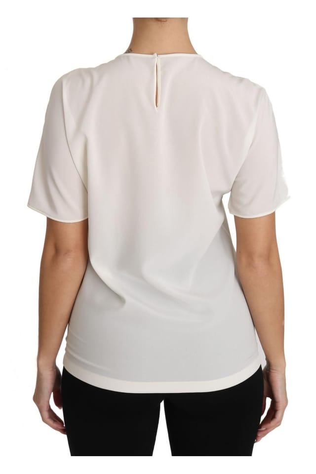 Dolce & Gabbana Dolce & Gabbana Women's White Silk Stretch #dgfamily T-shirt - 3